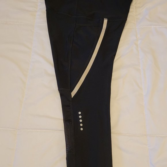 RBX black leggings reflective gold stripe sheer leg zip ankle sz: S/P ( NWOT ) - Picture 8 of 8
